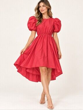 Jeune Otte Red Cotton Cutout Midi Dress Size 3